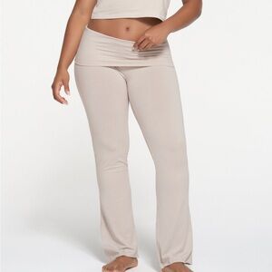 Skims Cotton Jersey Foldover Pants Stone